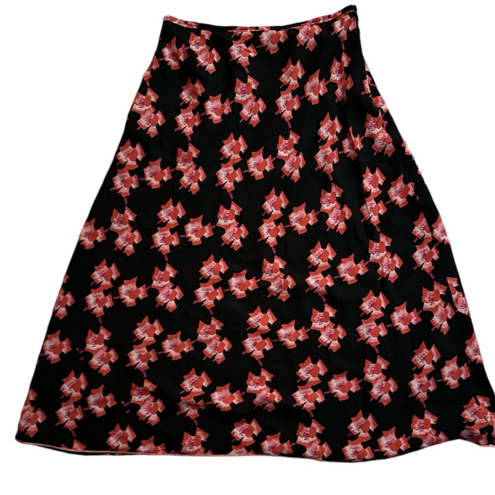 Valerie Stevens A-line 100 % silk floral maxi skirt